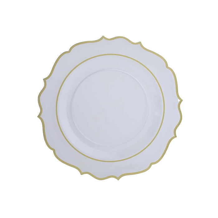 Elegant white plate with a gold rim design #whtbkgd
