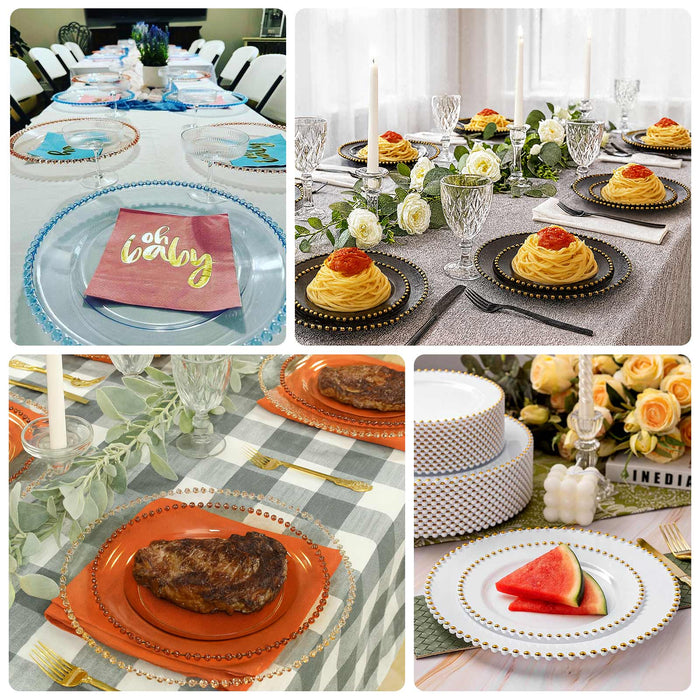 Stylish table settings with colorful plates and elegant decor for various dining occasions.
