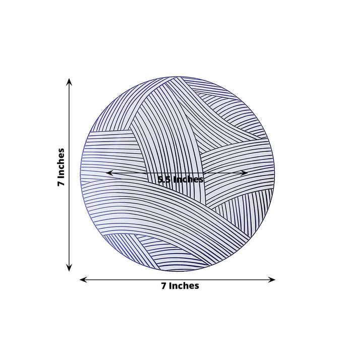 7-inch round decorative plate with intricate line design