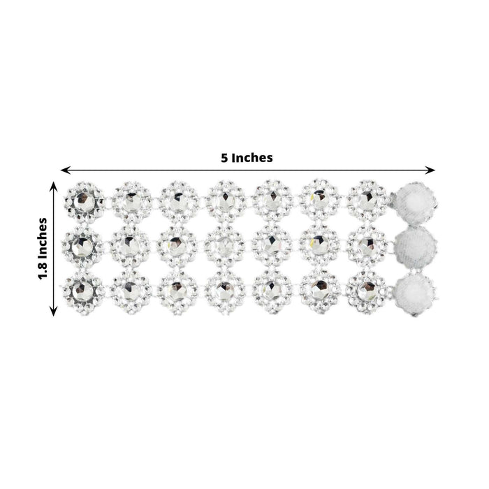 Crystal rhinestone trim, 5 inches long, 1.8 inches wide, shiny embellishments.