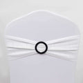 White chair cover with black beaded ring detail