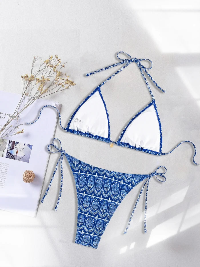 "2026 New Triangle Bikini Set - Floral Print Push Up Swimsuit & Brazilian Bottoms" - Chrissy's Eye