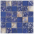 2x2 Blue Glass Shell Mix Decor
