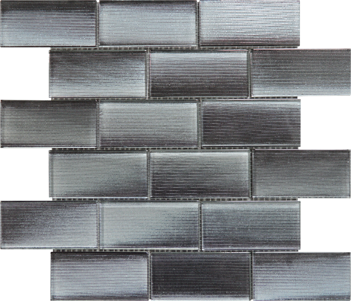2x4 Brick Linear Dark Grey Glass Mosaic