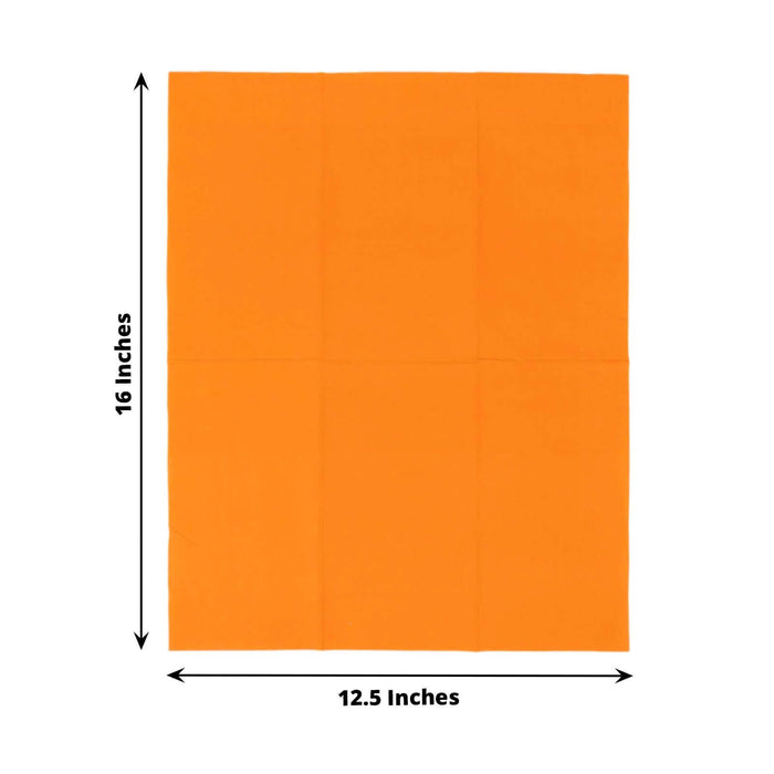 Orange paper sheet measuring 12.5 x 16 inches