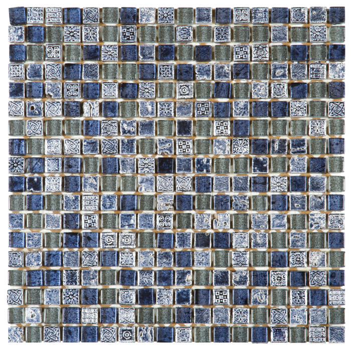 5/8x5/8 Blue Glass & Decor Mosaic