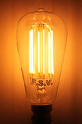 Led bulb dimmable edison long filament teardrop clear