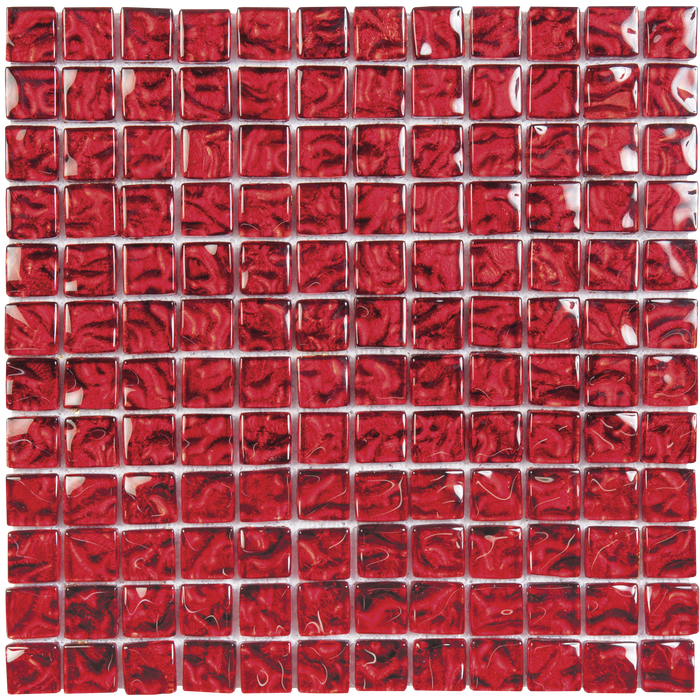 7/8x7/8 Red Glass With Relief Mosaic