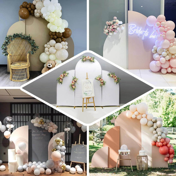 Decorative balloon arch setup for events and celebrations.