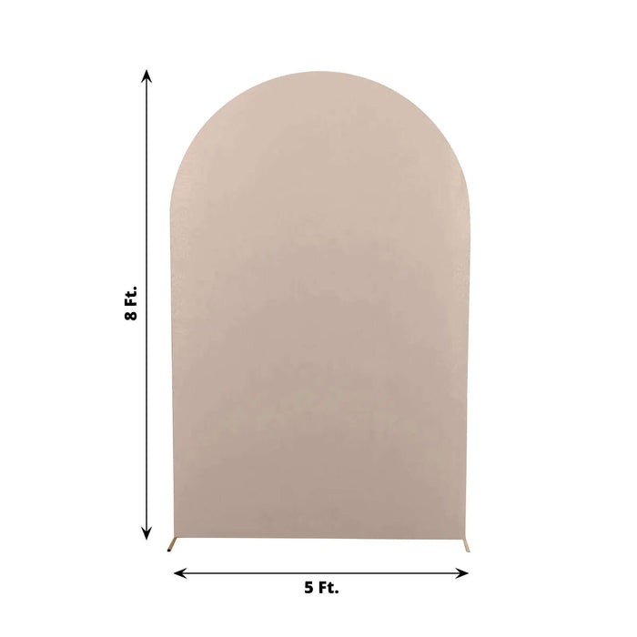Arch-shaped backdrop stand in beige, 5 ft wide and 8 ft tall