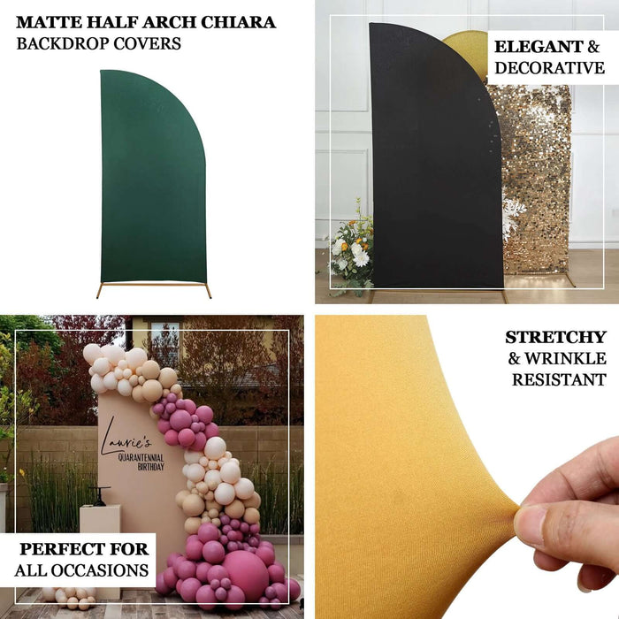 Matte half arch backdrop covers in green and black, perfect for all occasions.