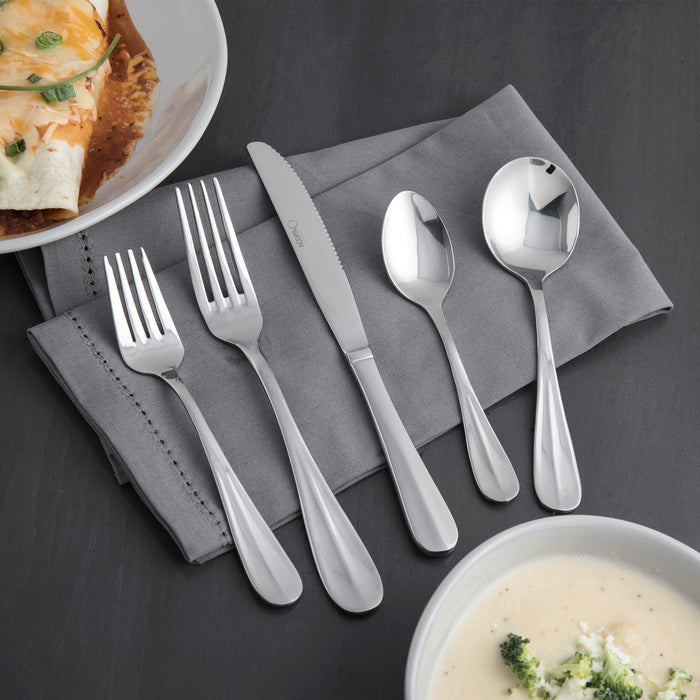 Acopa Benson 18/0 Stainless Steel Heavy Weight Flatware Set with Service for 12