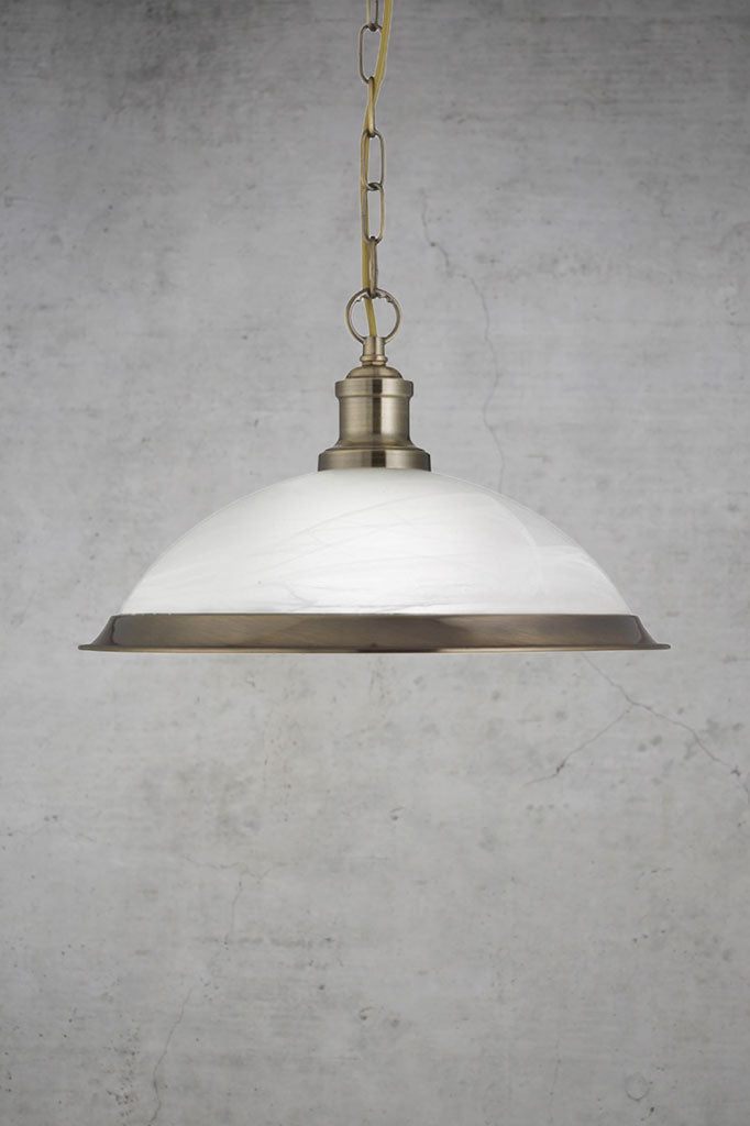 Alabaster Glass Pendant Light in satin brass
