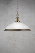 Alabaster Glass Pendant Light in satin brass