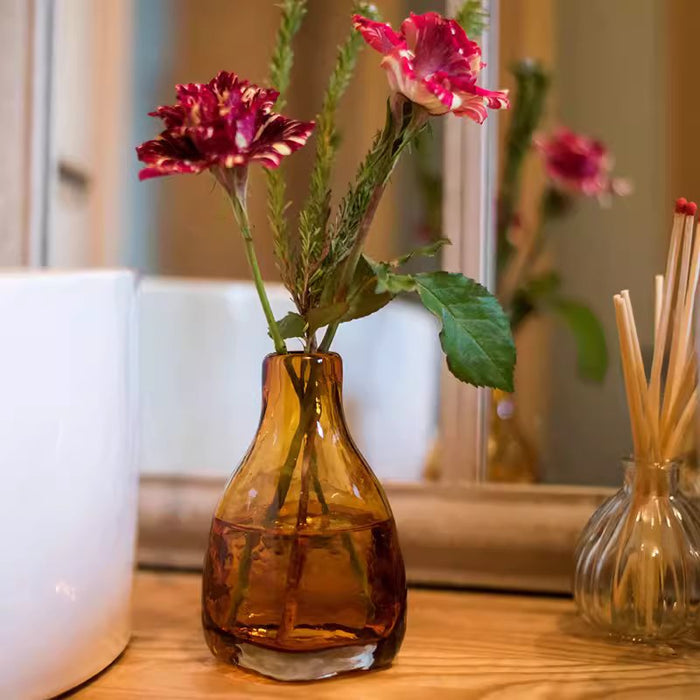 Amber Hand-Blown Glass Decorative Bottle