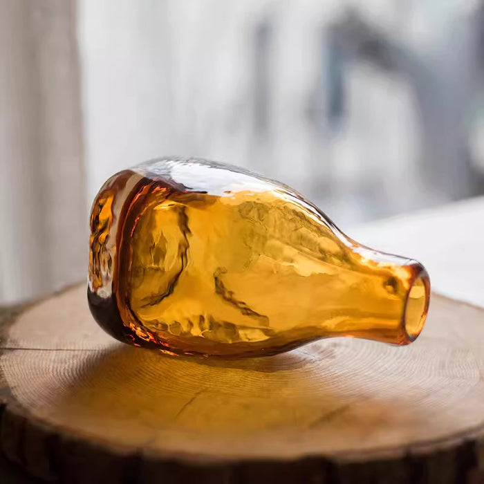 Amber Hand-Blown Glass Decorative Bottle