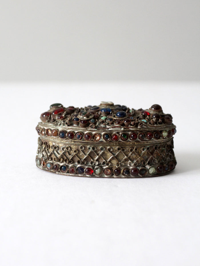 antique brass filigree with stone box