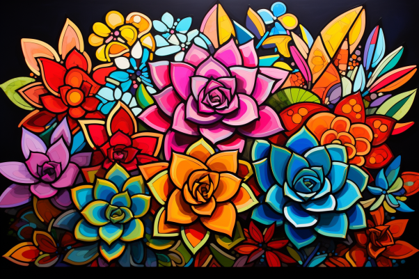 Beautiful Vibrant Succulents Paint by Numbers Kit
