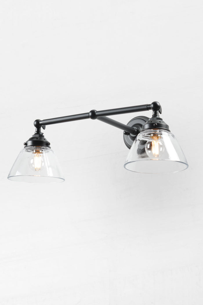 Belmont Double Swivel Wall Light with two glass shades