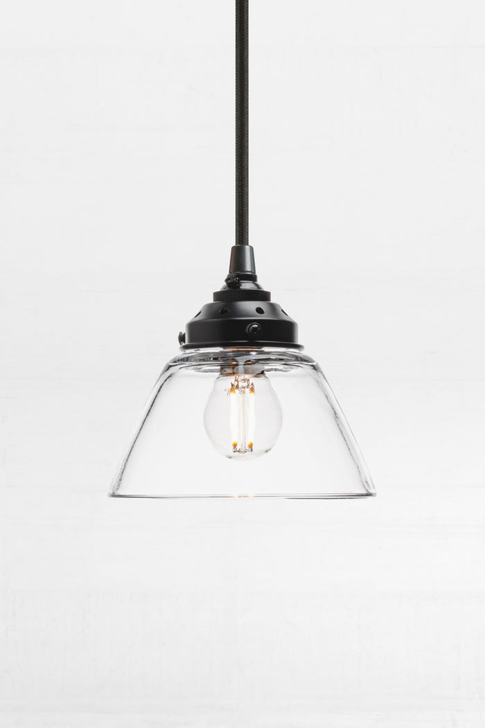 Belmont Glass Pendant Light on black cord