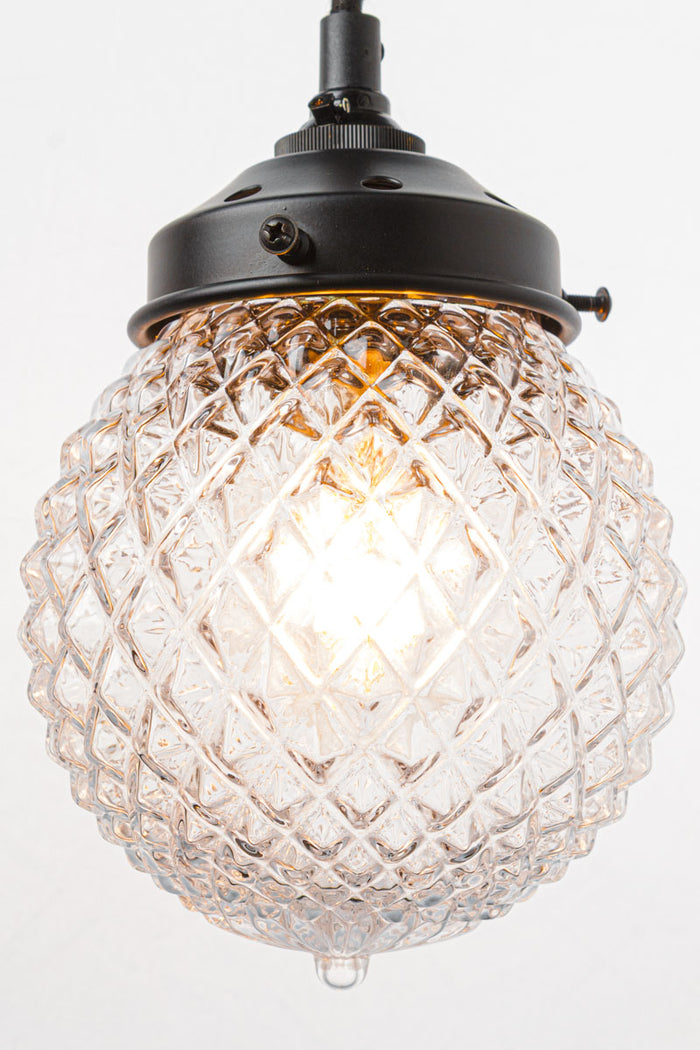 Close up of the texture, clear glass shade