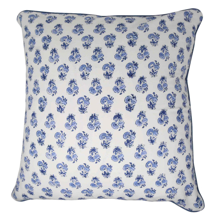 Bluebell Block-Printed Cotton Pillow Cover by Sweetgrass Home