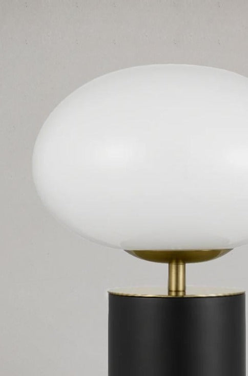 black lamp with shade off
