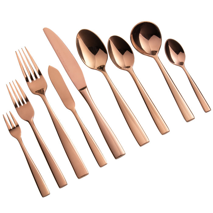 Bon Chef S3007RG Manhattan 6 3/4" 18/10 Extra Heavy Weight Rose Gold Stainless Steel Salad Fork - 12/Pack