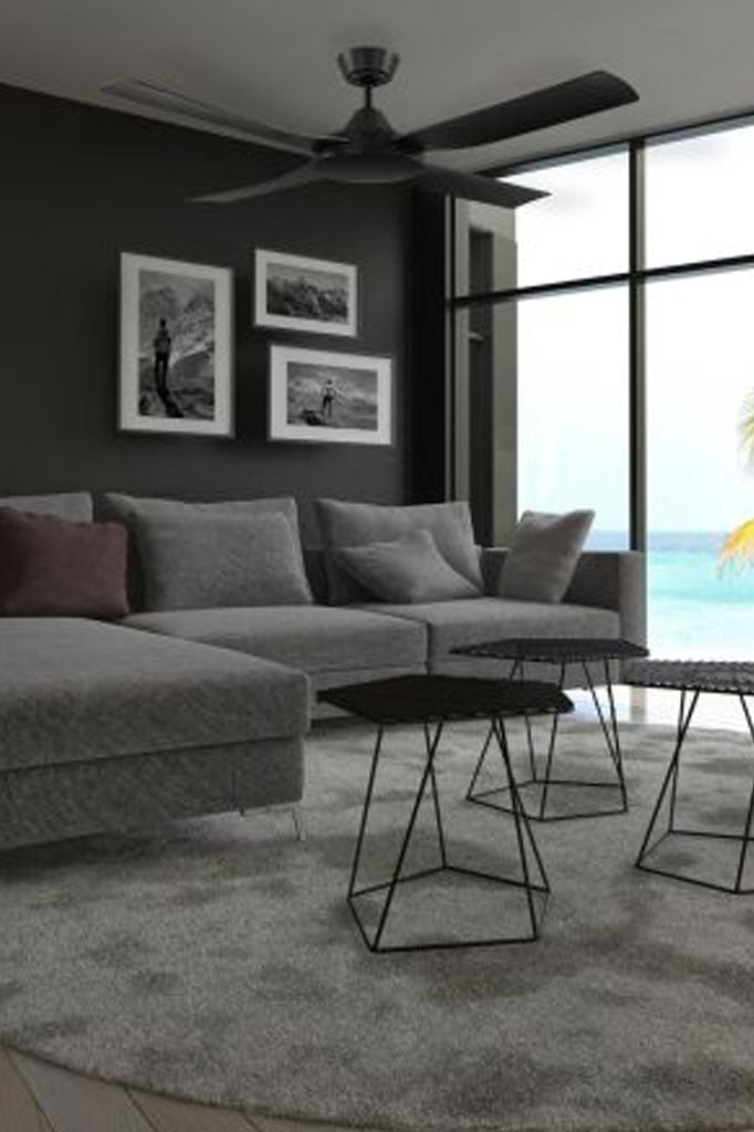 Insitu image with a black 4 blade ceiling fan