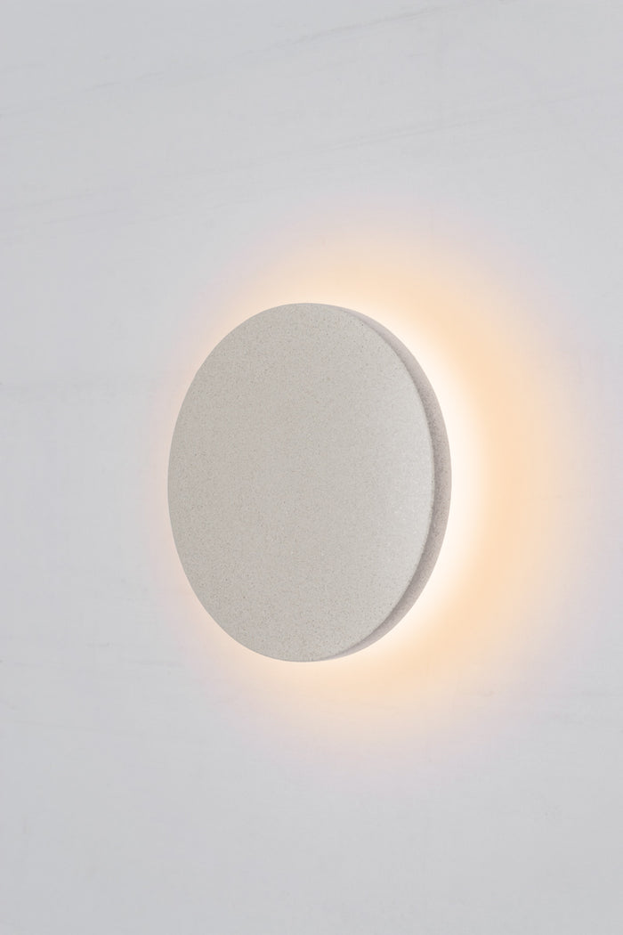 white sandstone Boyds LED Exterior Disc Wall Light