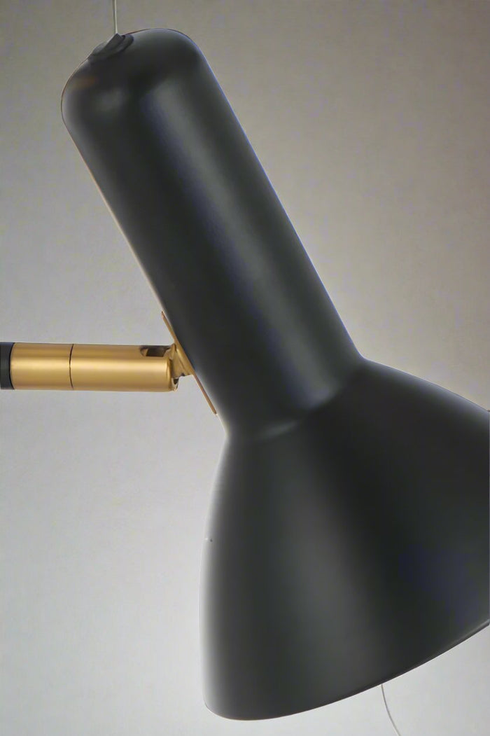Close up of the black floor lamp finish.