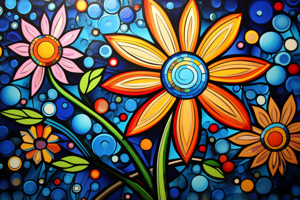 Bright Playful Fun Flowers  Paint by Numbers Kit