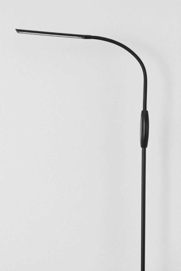 Close-up of floor lamp in black finish