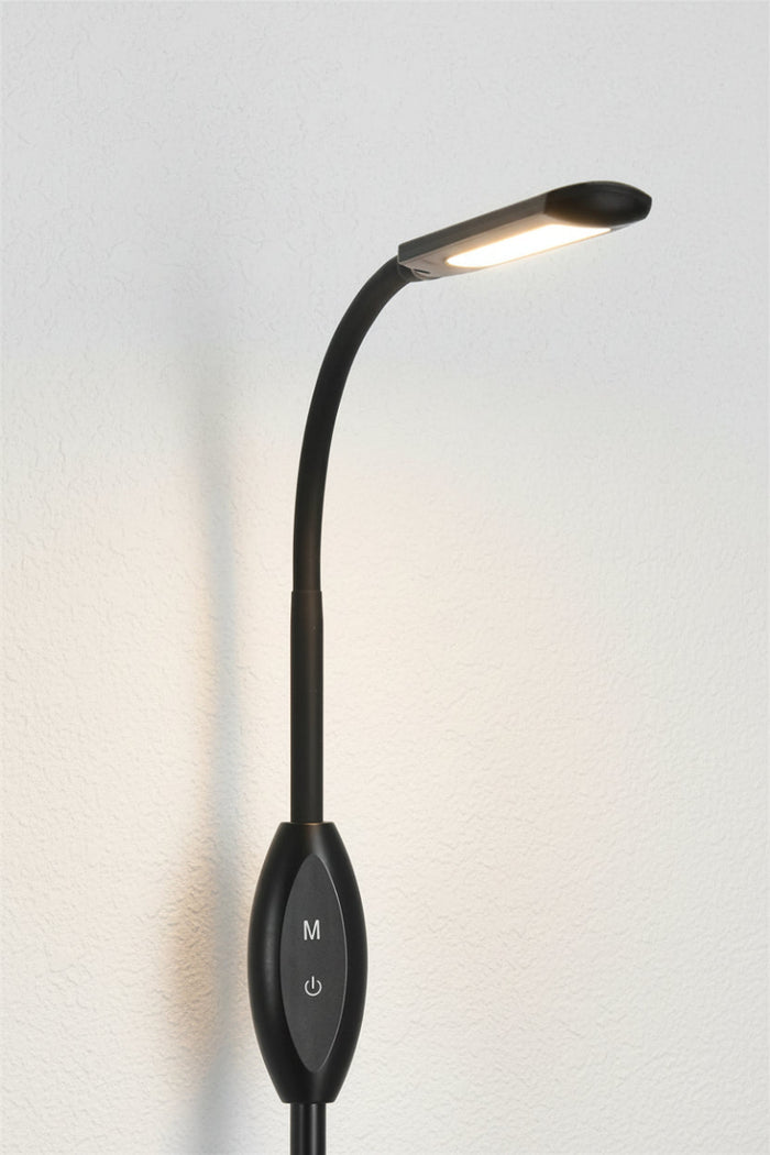 Close up of the black floor lamp, switch and diffuser