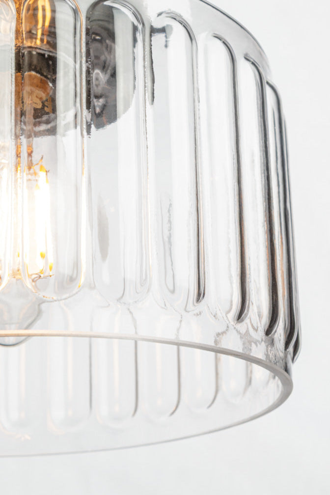 Close up of the Clear glass shade with vintage design.