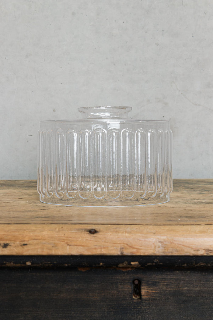 clear glass shade with a distinctive pattern to create a unique look