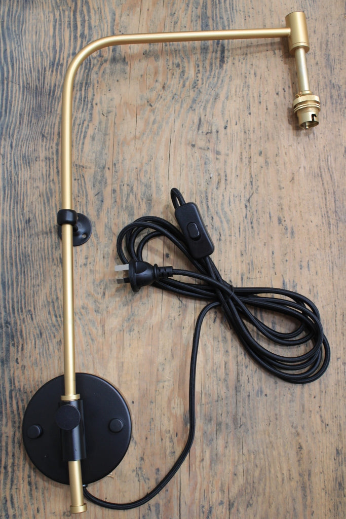 Wing Gold Arm with Wall Plug Black Shade
