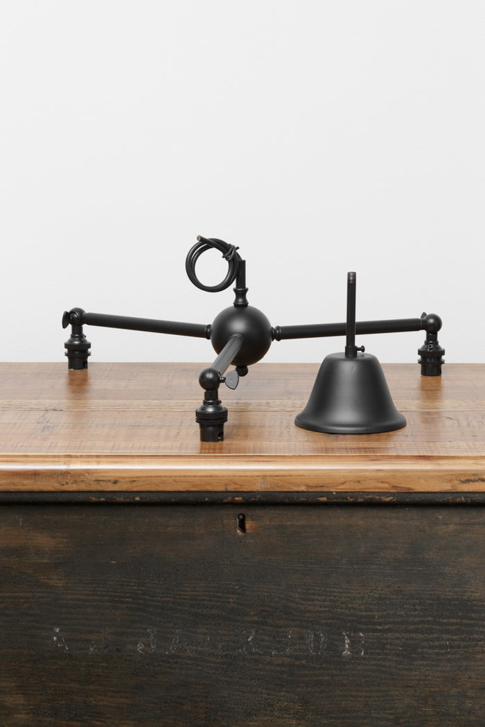 3 arm flush mount in black with adjustable lamp holders