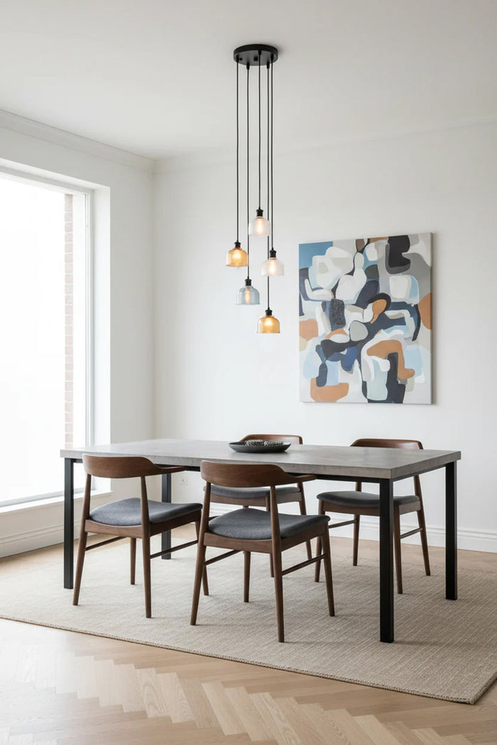Chapman Multi Drop Pendant Light  over dining room table. MIx version