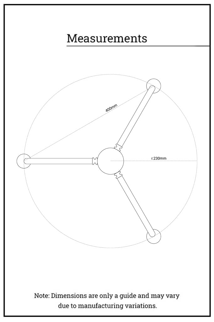 Radial dimension illustration of the gooseneck three am chandelier