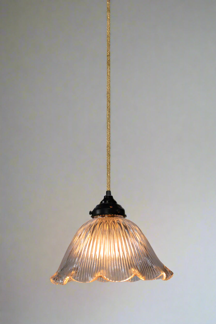 frill large glass pendant with jute cord
