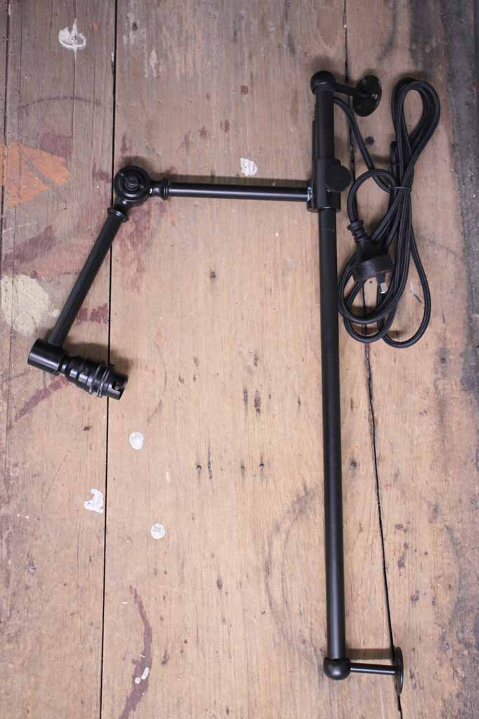 Swing Black Arm with Wall Plug / Large / Aged Solid Brass
