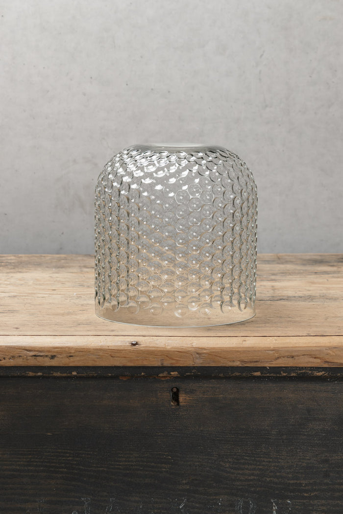 Tessellated concave design constructed from handmade glass