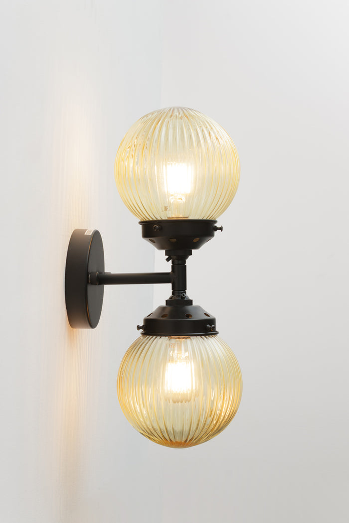 Dakota Reeded Glass Double Light Wall Sconce