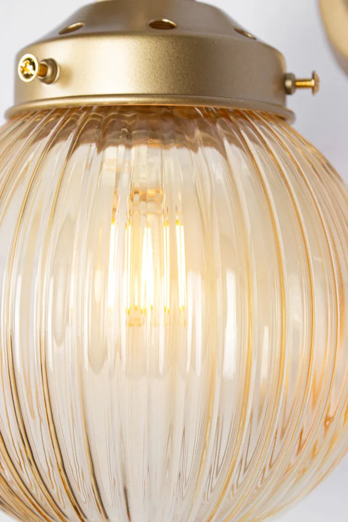 Dakota Reeded Glass Gooseneck Wall Light