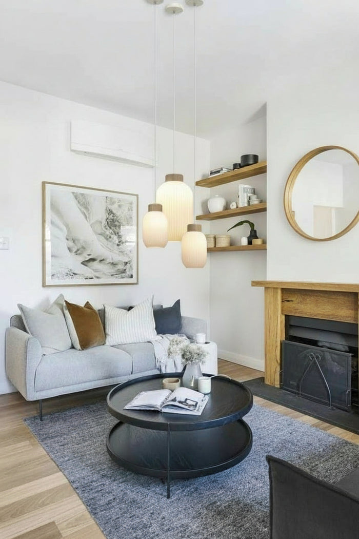 large and small dane pendants in coastal home