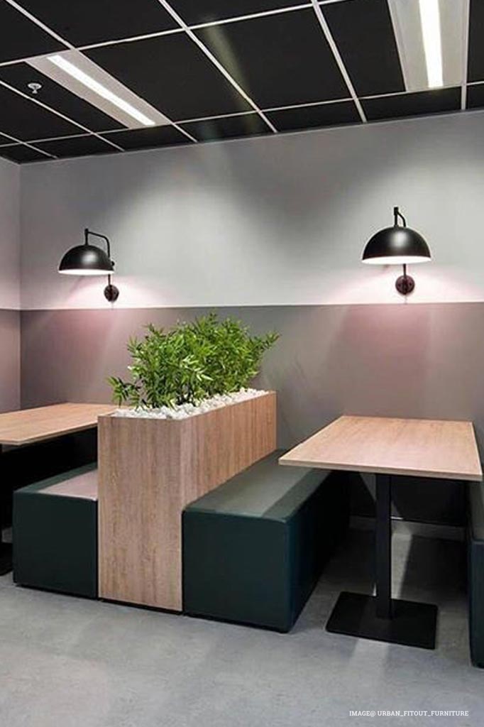 Two large black Dome shades on FSV wing arm brakets in a modern Dinner.