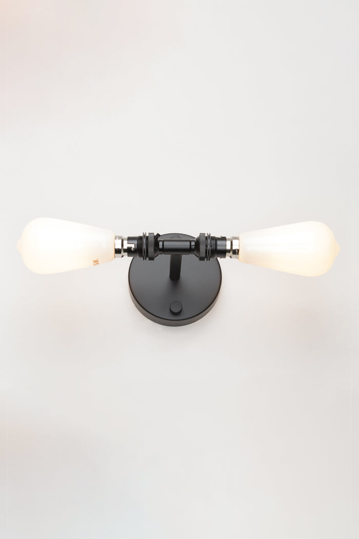 Double Wall Sconce Light, paired with opal bulbs.