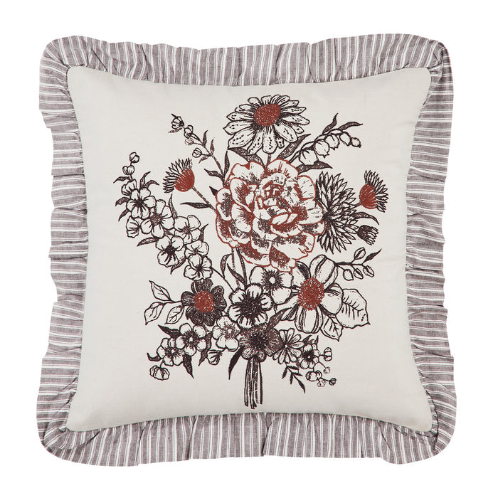 Florette Floral Bouquet Ruffled Pillow 18x18