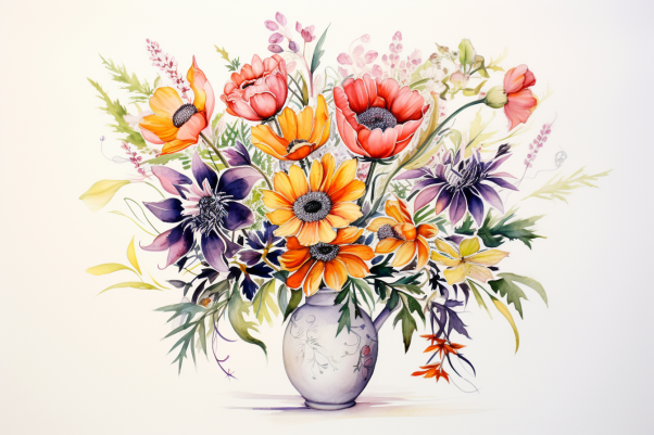 Flowers In A Vase Soft Water Colors  Paint by Numbers Kit